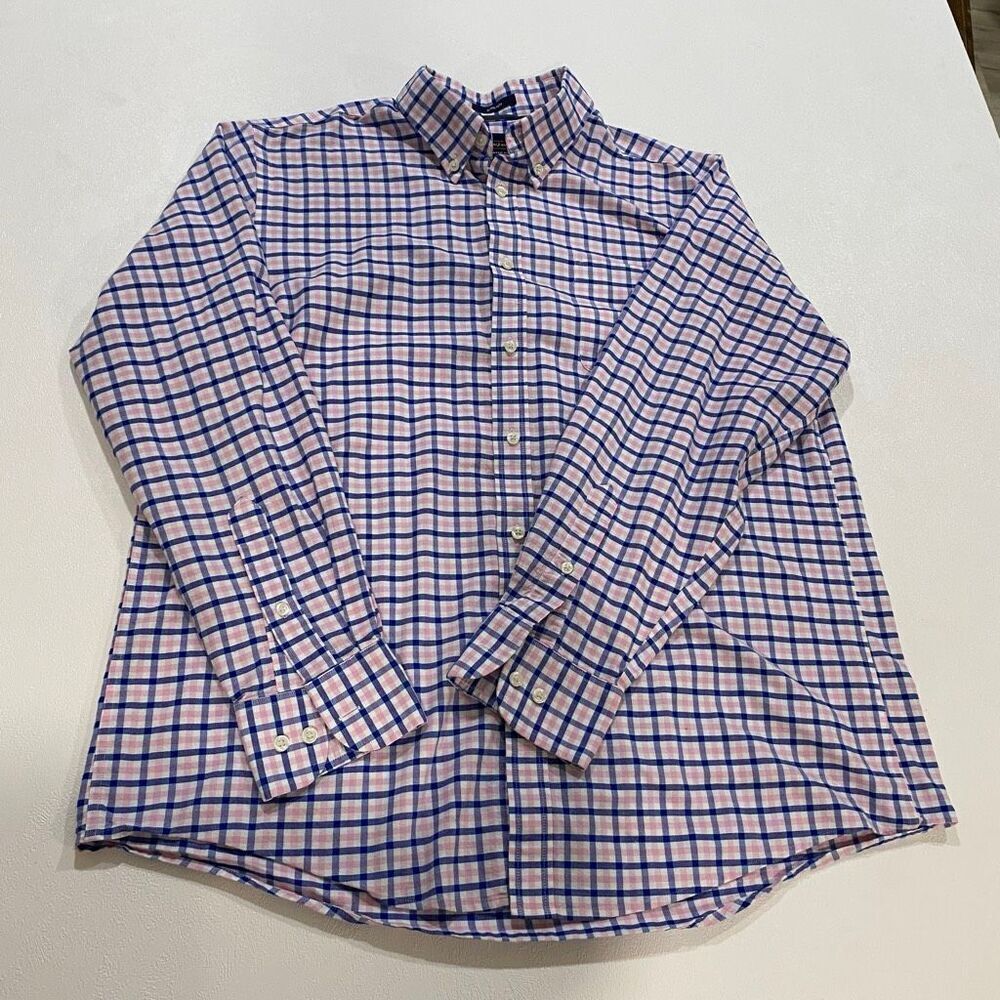 Dockers Battery & Street Plaid Button Down Shirt Stretch Classic Fit Size L
